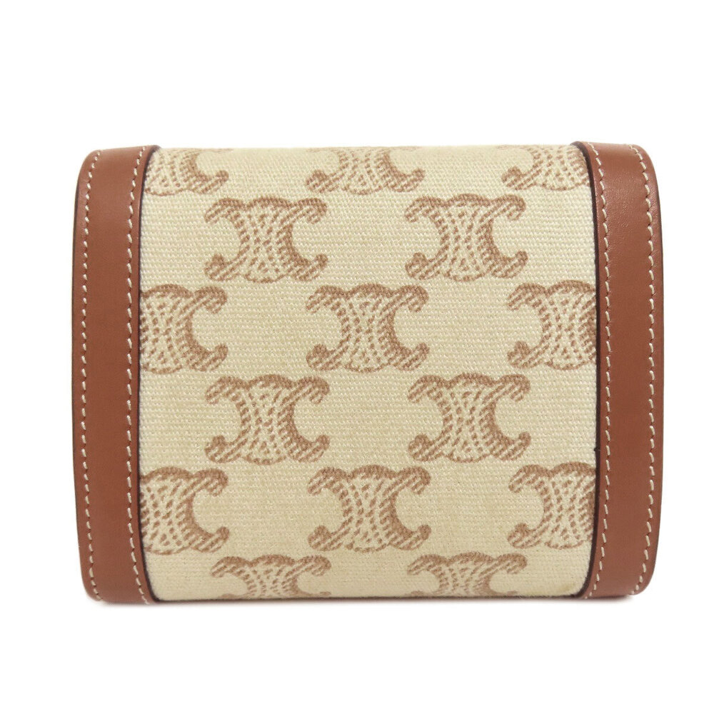 Celine Flap Wallet Bi Calfskin fold Triomphe Canvas Black